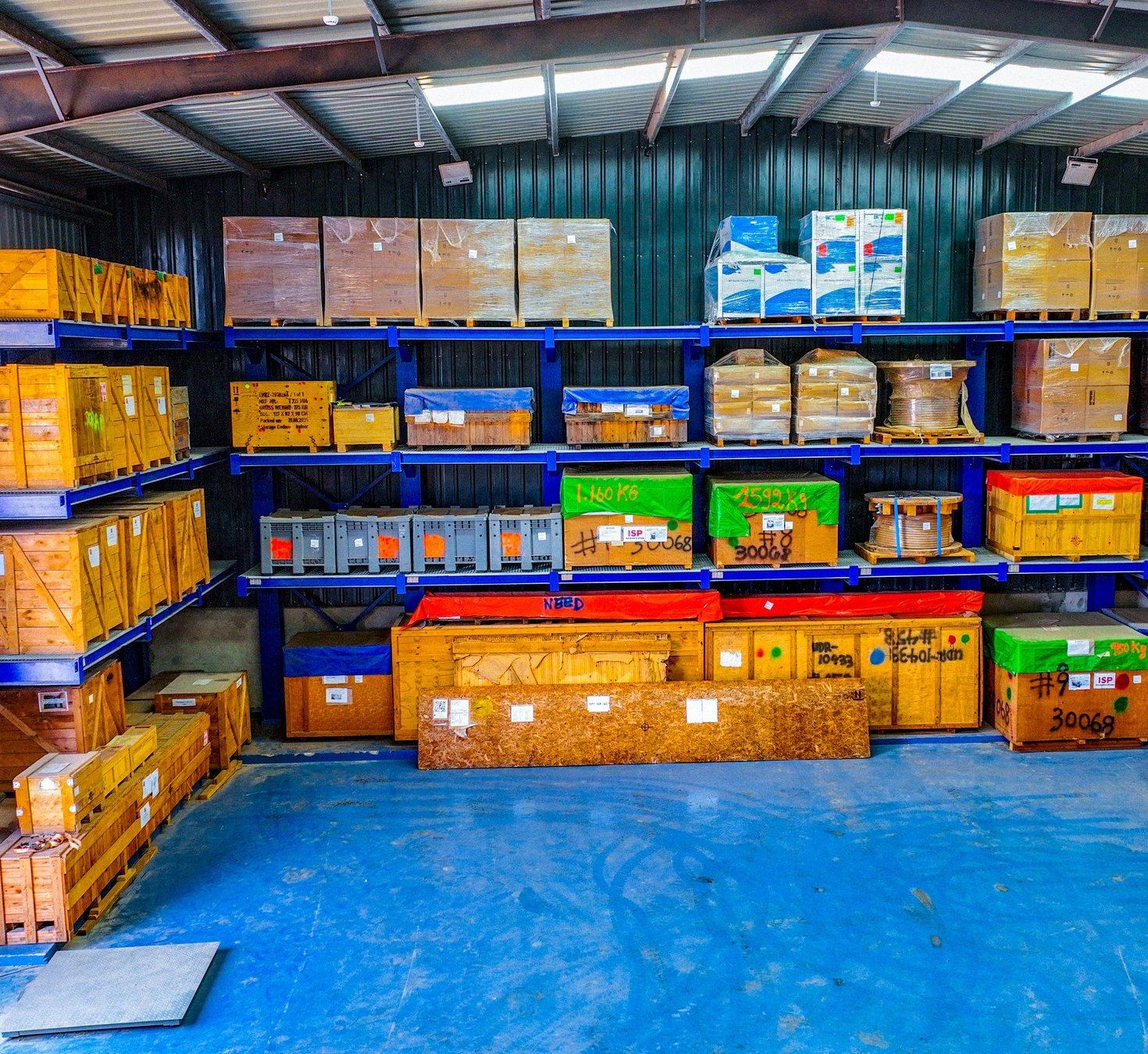 Racked storage of project materials in the SILS warehouse